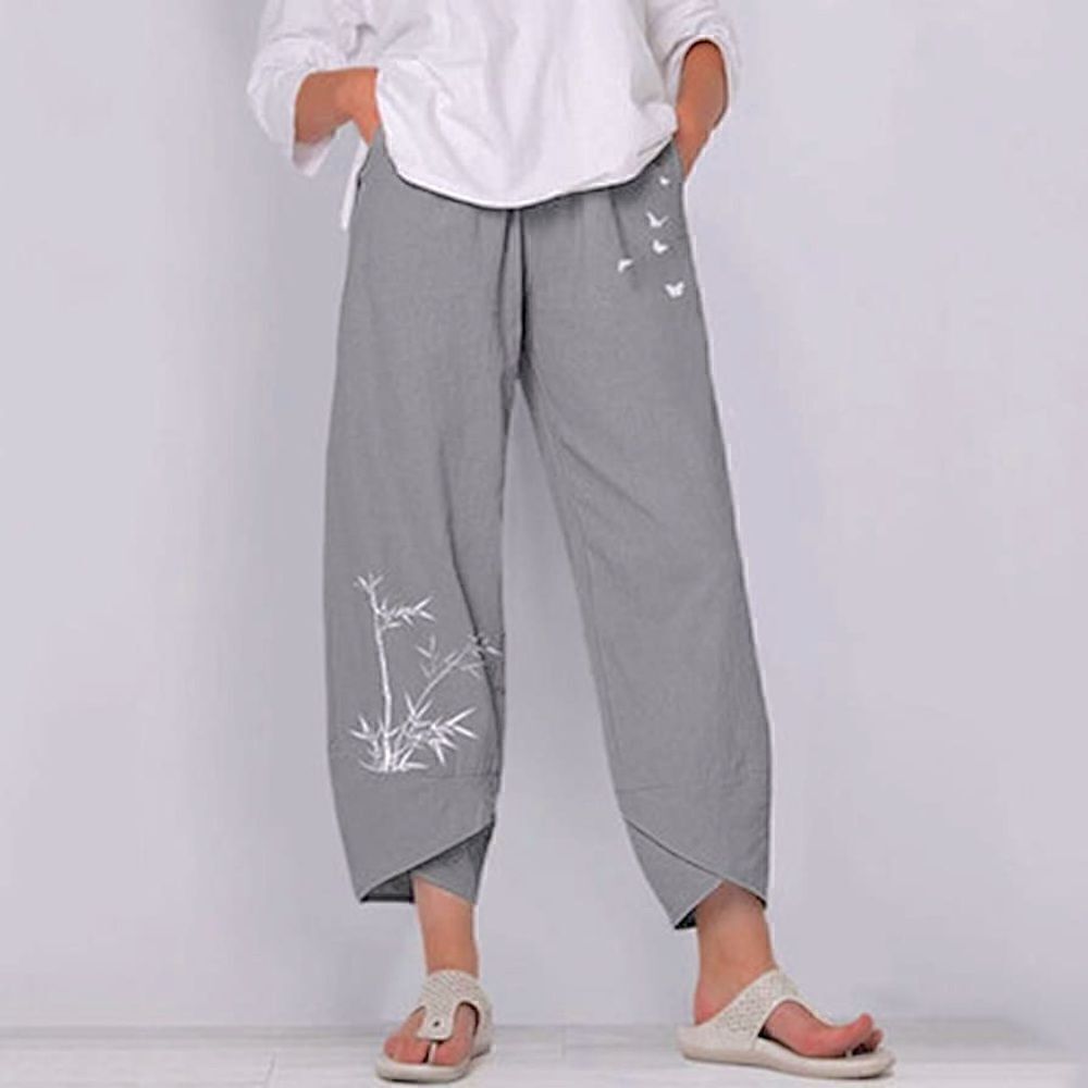 Boho Butterfly Print Lounge Casual Trousers Pants